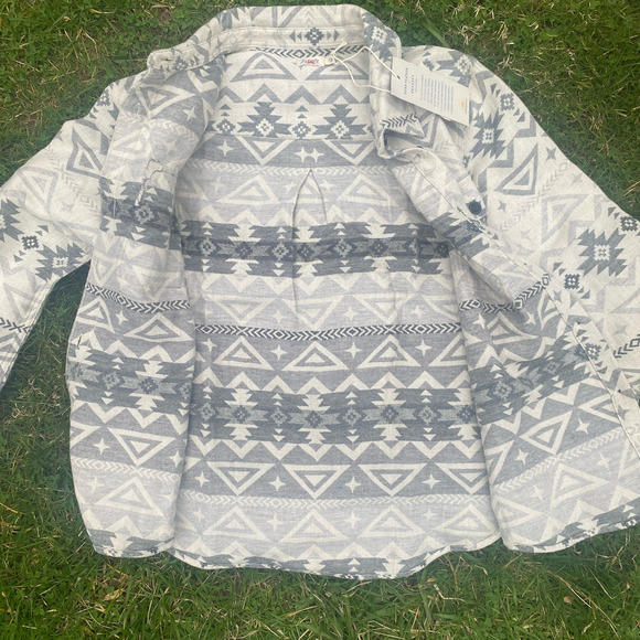 NWT FAHERTY X Doug Good Feather Organic Cotton Overshirt In Ivory North Star(S) - Picture 7 of 13